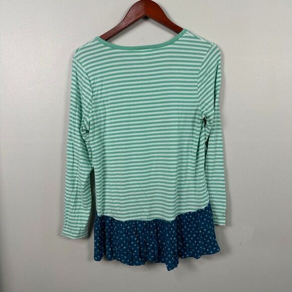 Matilda Jane Green Blue Striped Polka Dot Wonderment Talk Tomorrow Top Small - Picture 3 of 3
